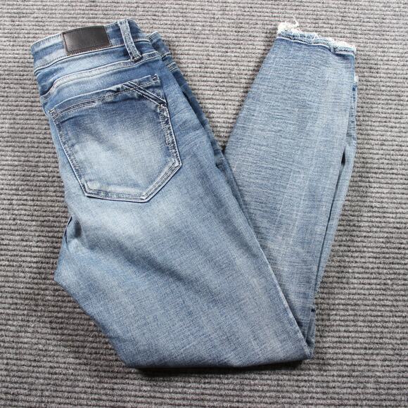 Buckle Black Jeans Womens 28 Blue Ankle Skinny Distressed Raw Hem - Picture 1 of 10